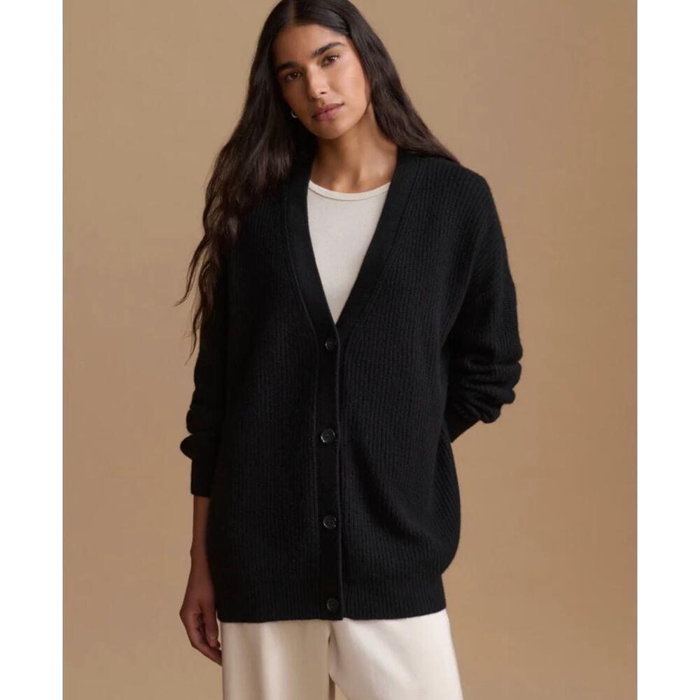 Jenni Kayne S Oversized 100% Cashmere Cocoon Cardigan Sweater $475 Black NWT!